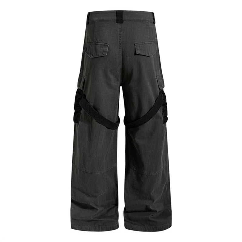 Damen Weite Cargo‑Palazzo‑Hose mit Utility‑Taschen und Mesh‑Einsätzen Nord Taschen