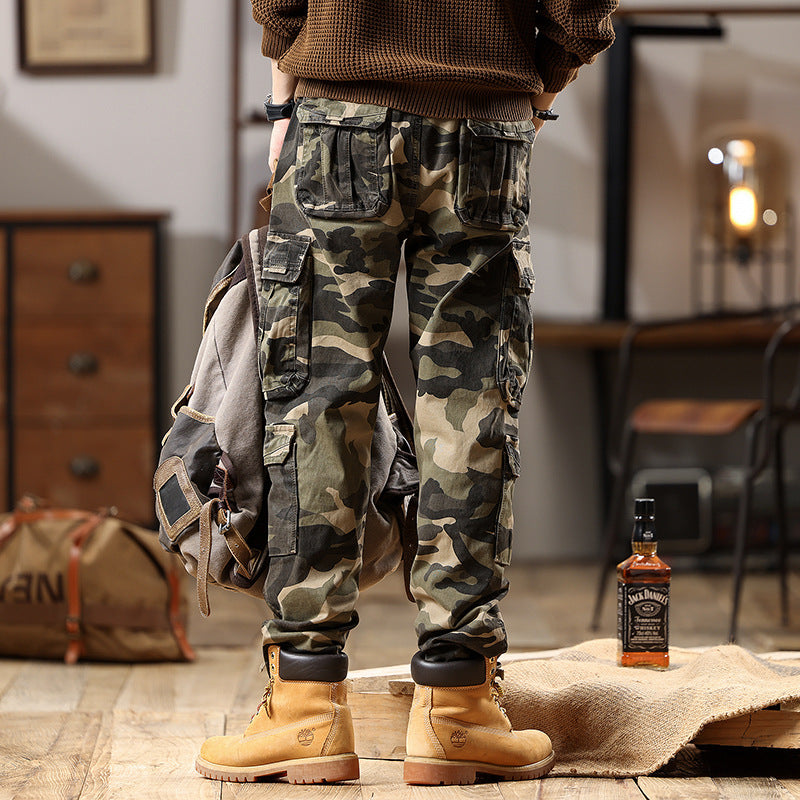 Herren Cargohose mit Gummibündchen und Camouflage-Utility-Design Nord Taschen
