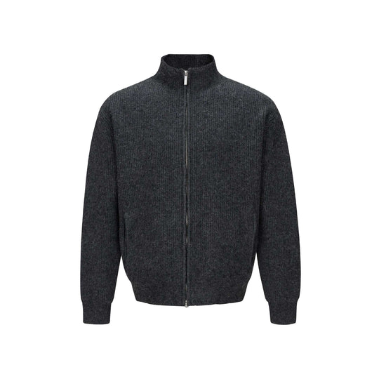 Unisex Kurzer gerippter Strickzipper mit hohem Stehkragen und schlankem Bund Nord Taschen