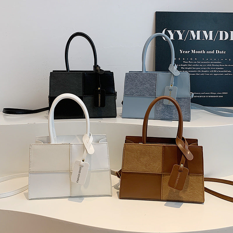 Damen Handtasche aus hochwertigem Wildleder mit stilvollem Patchwork-Design Nord Taschen