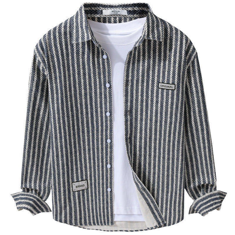 Herren Texturiertes Hemdjacken-Overshirt mit diagonaler Fischgrät-Struktur Nord Taschen
