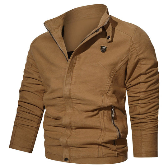 Herren Wildleder-Optik Zip-Blouson im Worker-Cut mit Stehkragen Nord Taschen