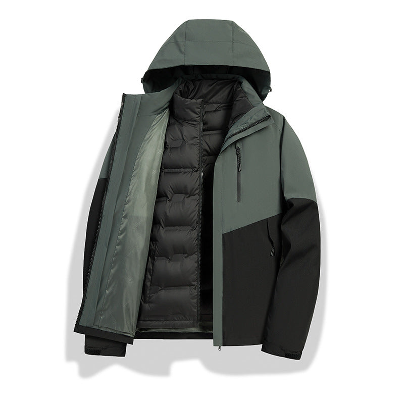 Damen 2-in-1 wasserdichte Winterjacke mit abnehmbarer Daunen-Innenweste Nord Taschen