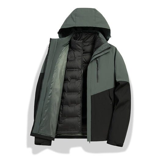 Damen 2-in-1 wasserdichte Winterjacke mit abnehmbarer Daunen-Innenweste Nord Taschen