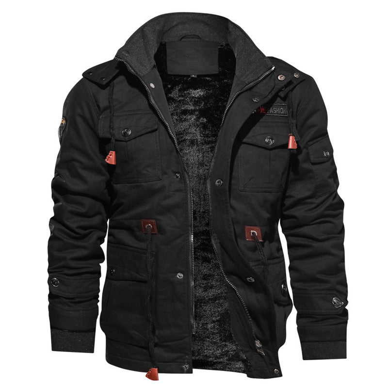 Herren urbaner Canvas-Fieldparka im Utility-Look mit Teddyfleece-Innenfutter und Multifunktions‑Taschen Nord Taschen