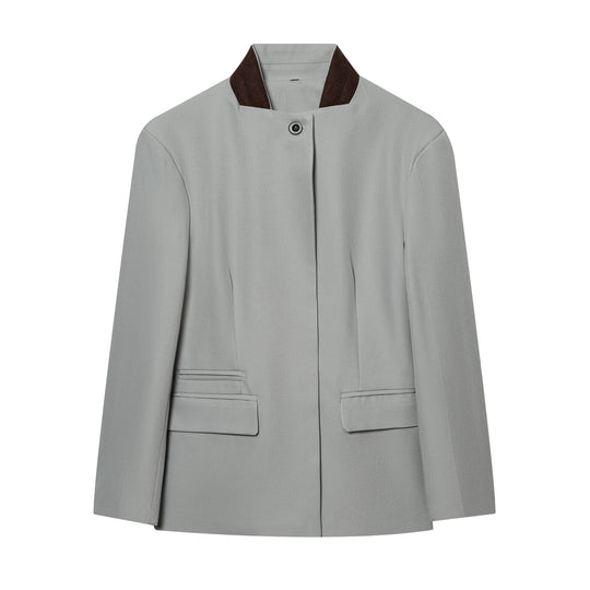Damen Kurzblazer im minimalistischen Clean‑Look mit Stehkragen und verdeckter Knopfleiste Nord Taschen