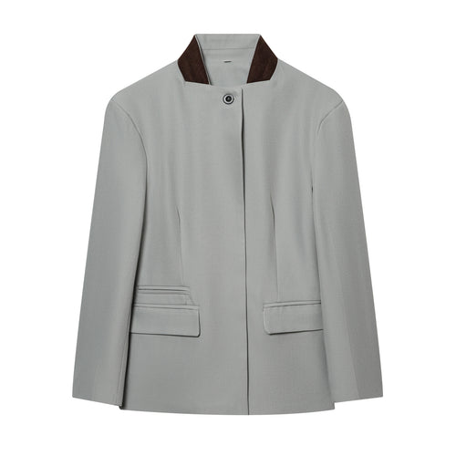 Damen Kurzblazer im minimalistischen Clean‑Look mit Stehkragen und verdeckter Knopfleiste Nord Taschen