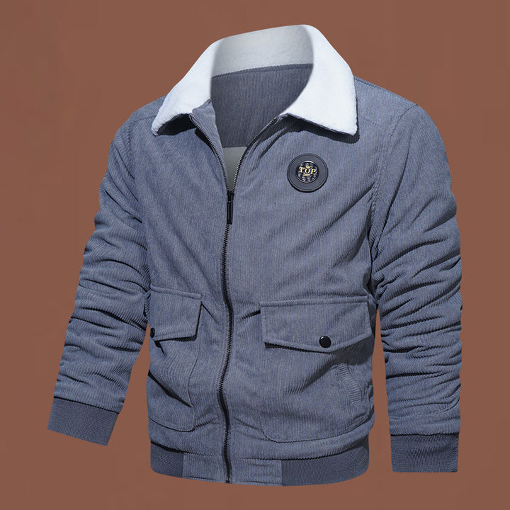 Herren  gesteppte Cordjacke mit Teddykragen, verdecktem Reißverschluss und aufgesetzten Klappentaschen Nord Taschen