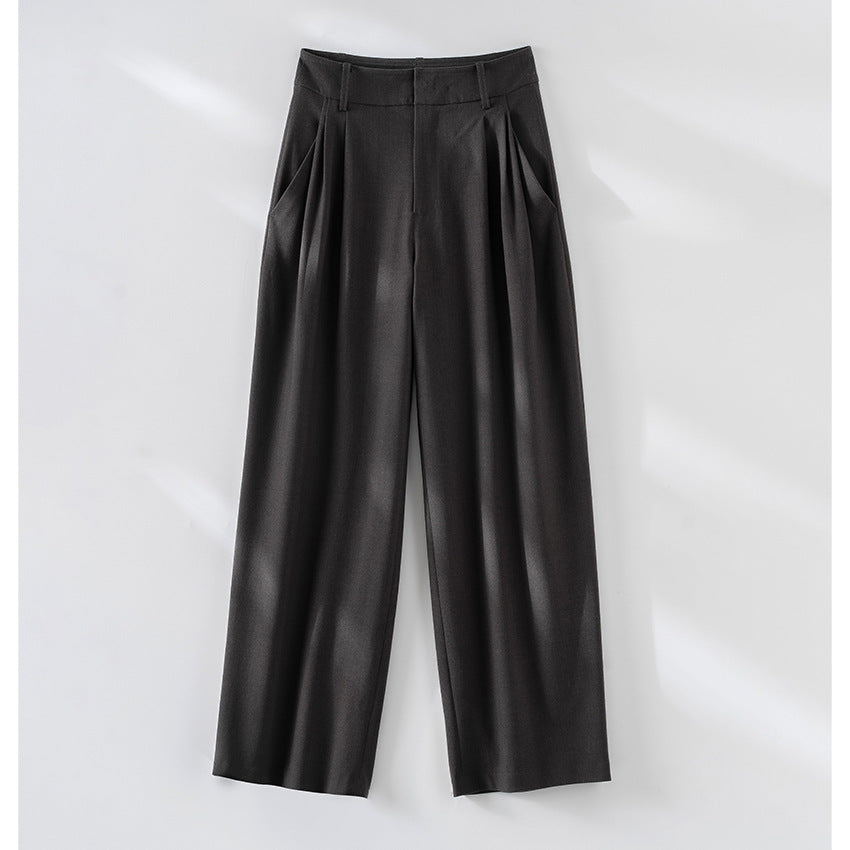 Damen Hochgeschnittene Bügelfalten-Hose mit weitem Bein, Bundfalten und Eingrifftaschen Nord Taschen