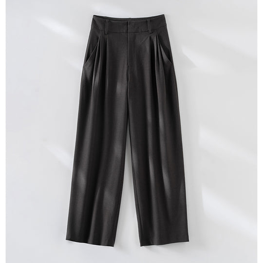Damen Hochgeschnittene Bügelfalten-Hose mit weitem Bein, Bundfalten und Eingrifftaschen Nord Taschen