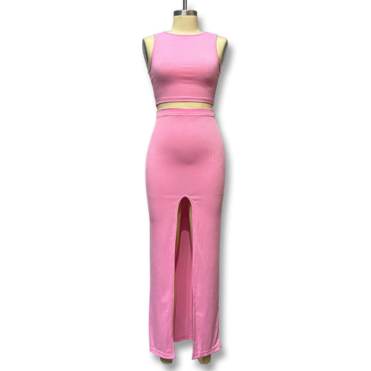 Damen Schlauchkleid mit Spaghettiträgern und seitlichem Schlitz