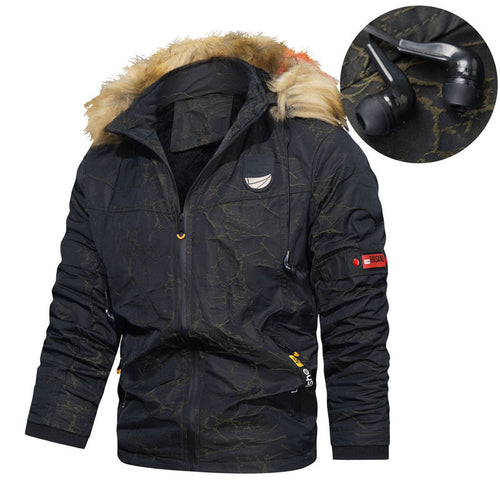 Herren Thermoisolierter Parka im Utility‑Stil mit Kunstfellkapuze und wattierter Innenlage Nord Taschen