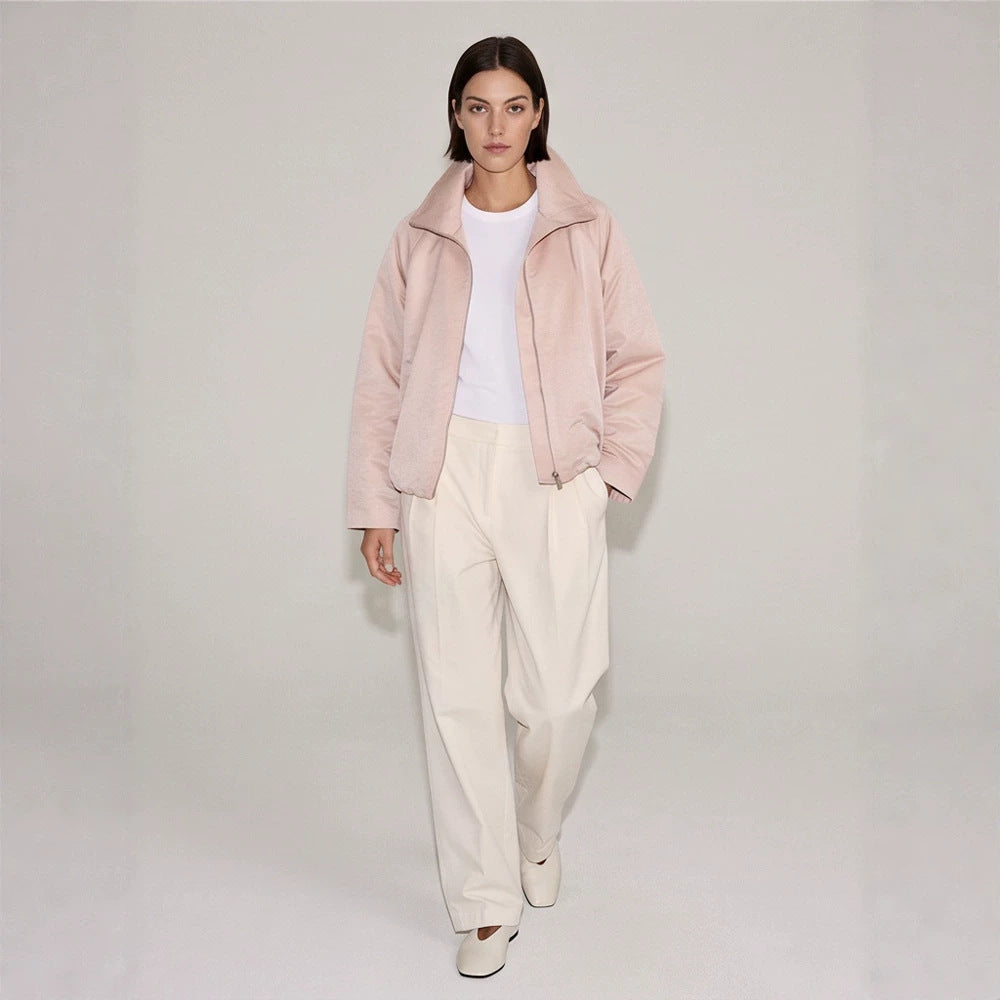 Damen leichte Übergangsjacke mit hohem Stehkragen, Raglanärmeln und balloniertem Saum Nord Taschen