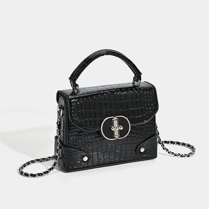 Damen Umhängetasche mit edlem Kroko-Look und luxuriösem Kettenverschluss Nord Taschen