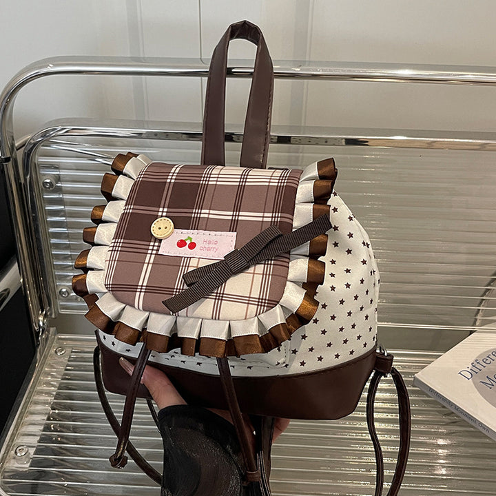 Damen Rucksack mit kreativem Karomuster und verspielten Details Nord Taschen