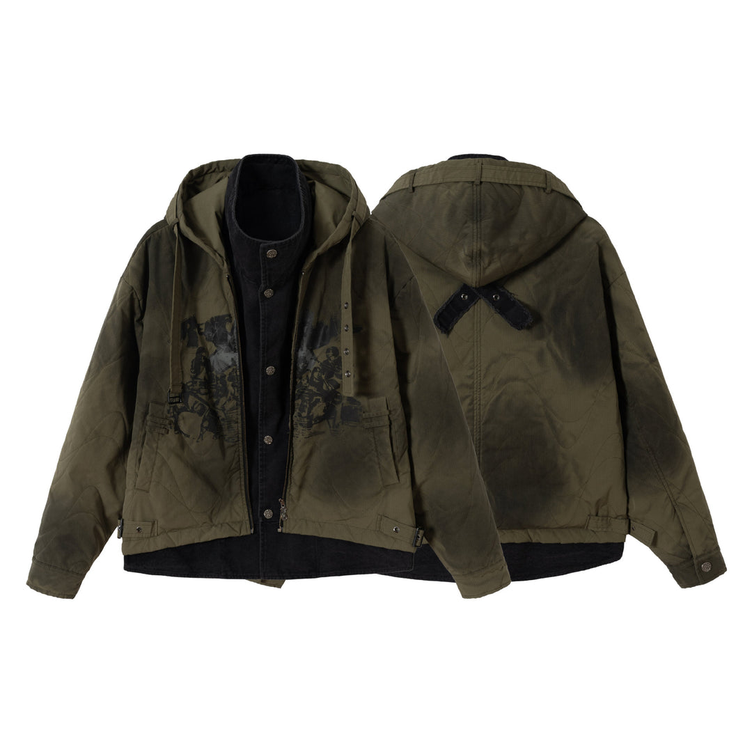 Herren Kurzer Field-Parka mit modularer Innenlage, Kapuze und Cargo‑Taschen Nord Taschen
