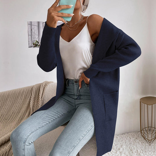 Damen Lässiger Strickmantel Nord Taschen