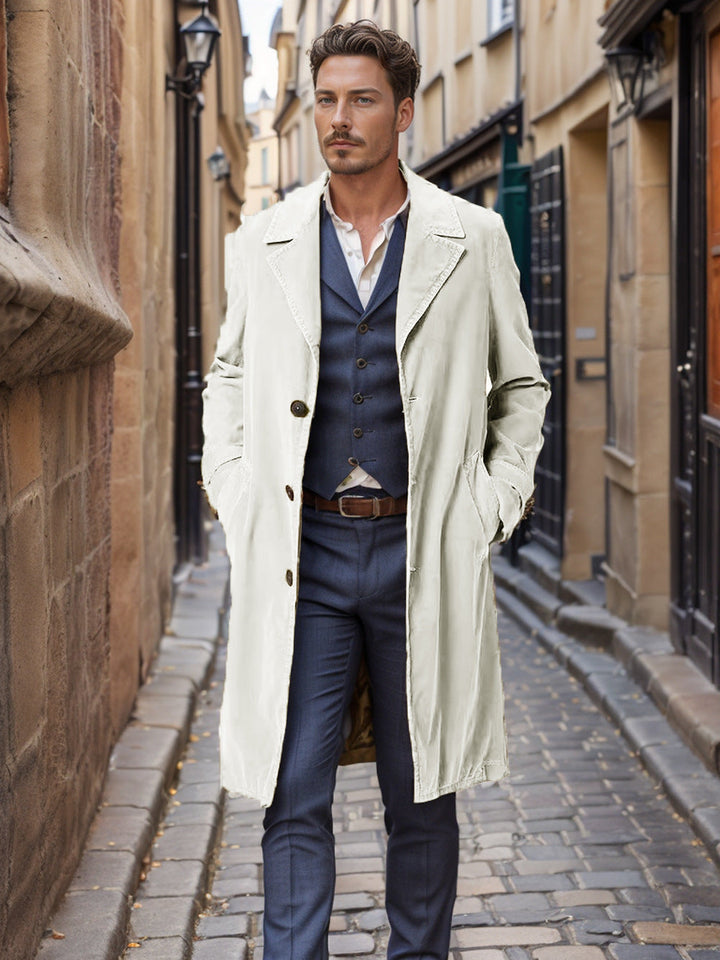 Herren eleganter Trenchcoat aus hochwertigem GewNord Taschene mit praktischen Taschen