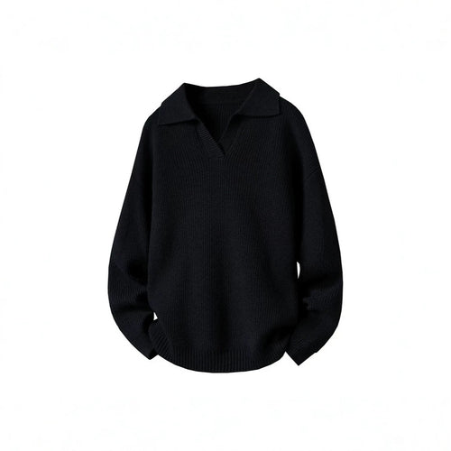 Damen Oversized Pullover mit Kragen Nord Taschen