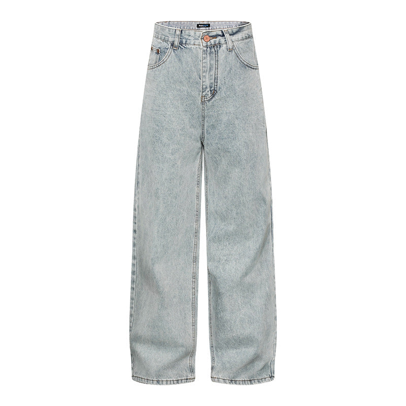 Damen Hochgeschnittene Vintage-Washed Baggy-Jeans mit weitem Palazzoschnitt Nord Taschen