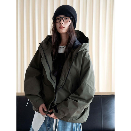 Damen Wattierte Oversize-Parka mit Kapuze und technischem Wetterschutz Nord Taschen