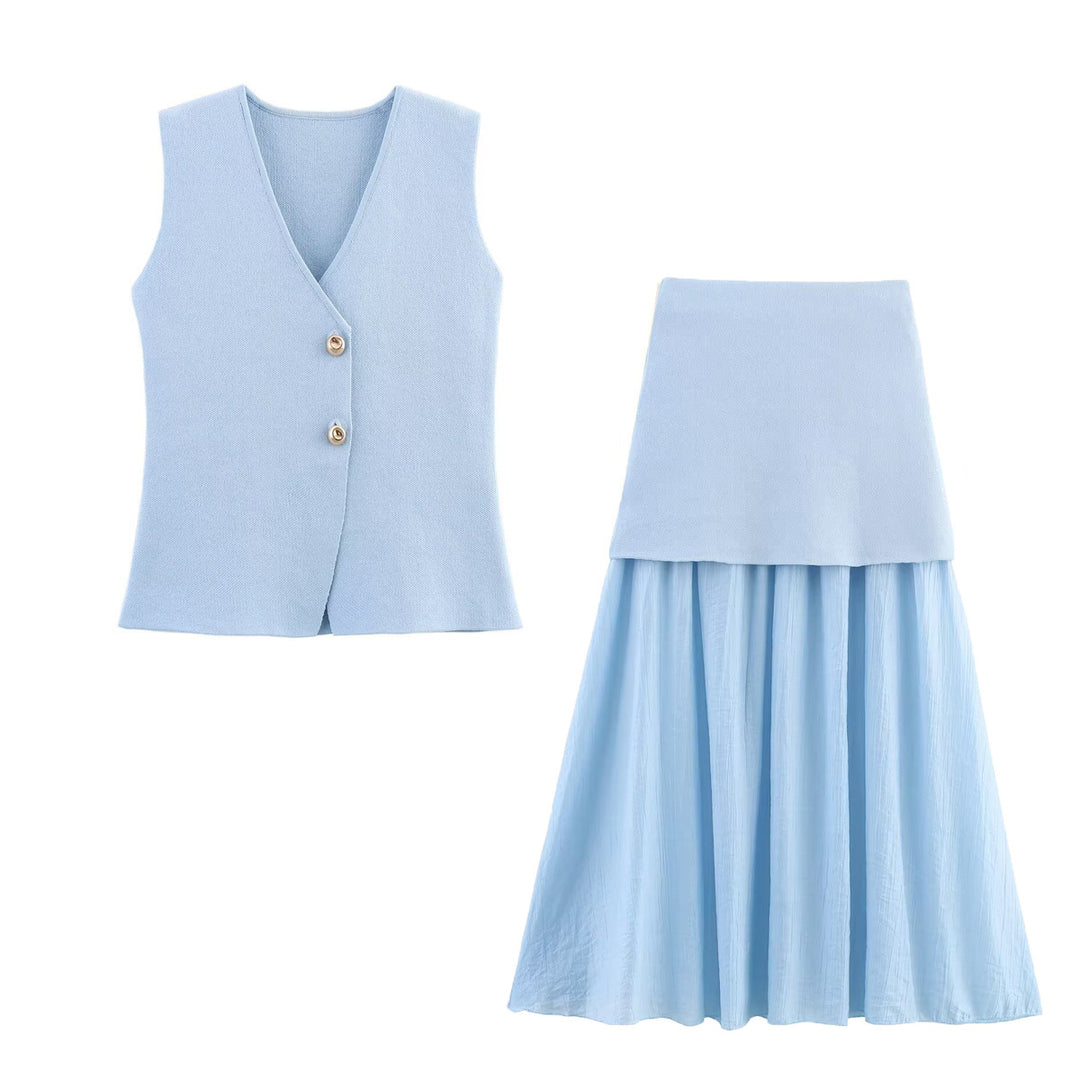 Damen Zweilagiger Chiffon-Maxirock mit glattem Hüftbesatz und A‑Linien‑Fall Nord Taschen