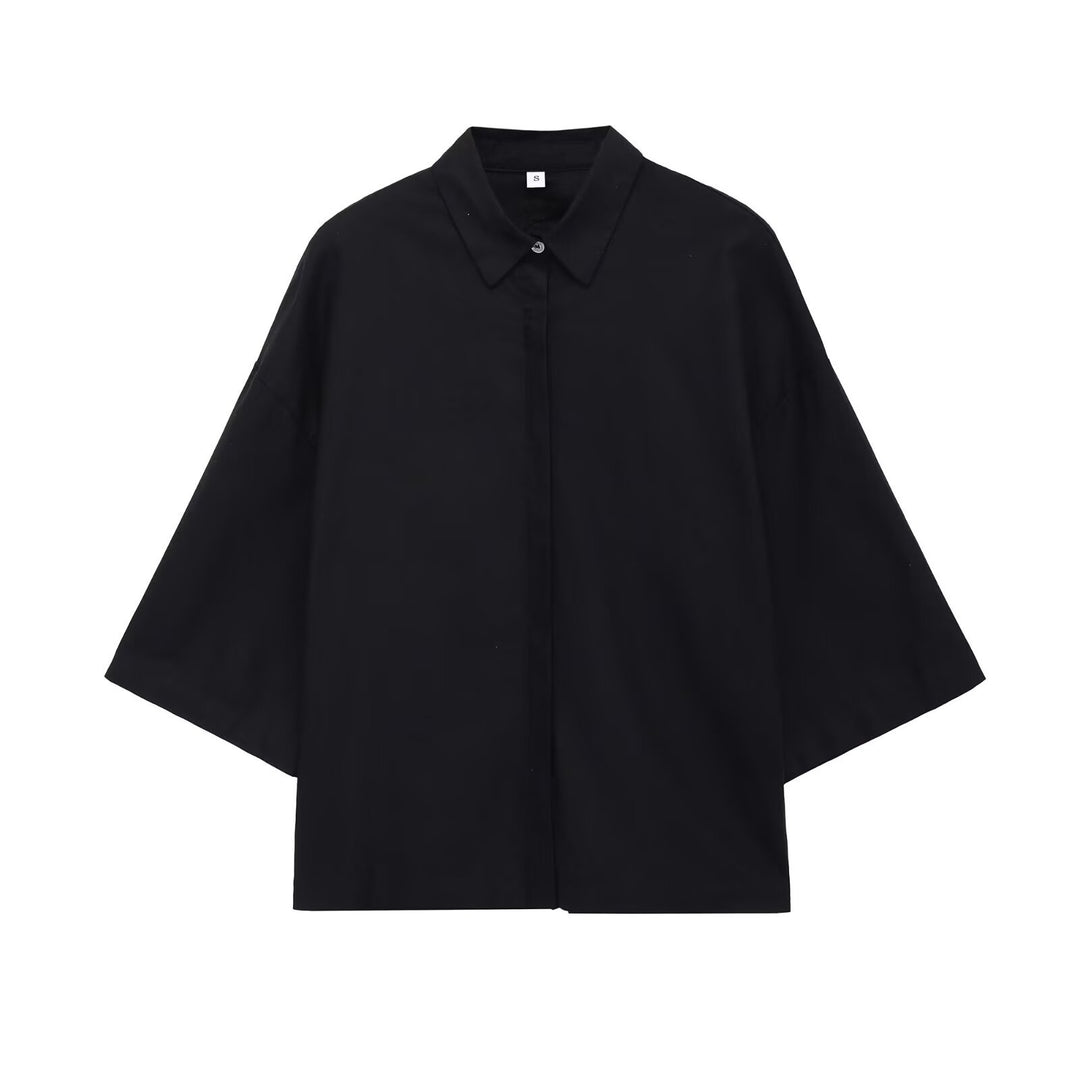 Damen Oversized-Hemdbluse mit kastiger Silhouette und Fledermausärmeln Nord Taschen