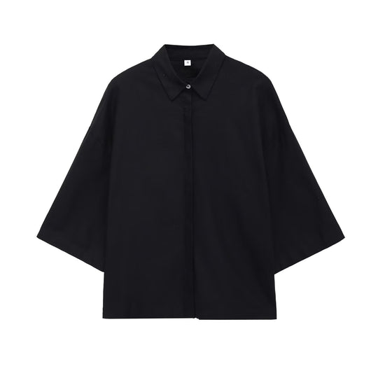 Damen Oversized-Hemdbluse mit kastiger Silhouette und Fledermausärmeln Nord Taschen