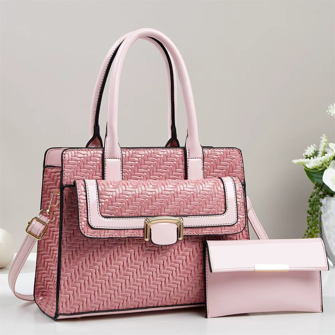 Damen elegante Handtasche mit strukturiertem Metallikdesign und abnehmbarer Clutch Nord Taschen