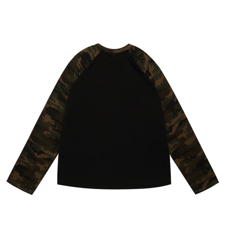 Damen Langarmshirt mit Camouflage‑Raglanärmeln und Strass‑Logoprint Nord Taschen
