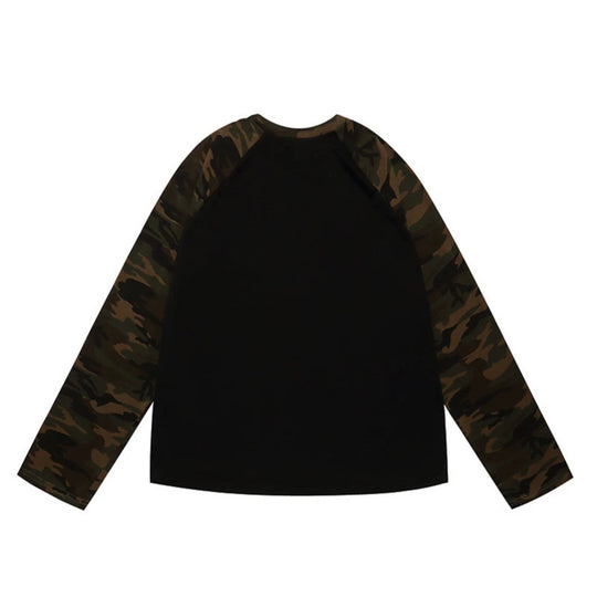 Damen Langarmshirt mit Camouflage‑Raglanärmeln und Strass‑Logoprint Nord Taschen