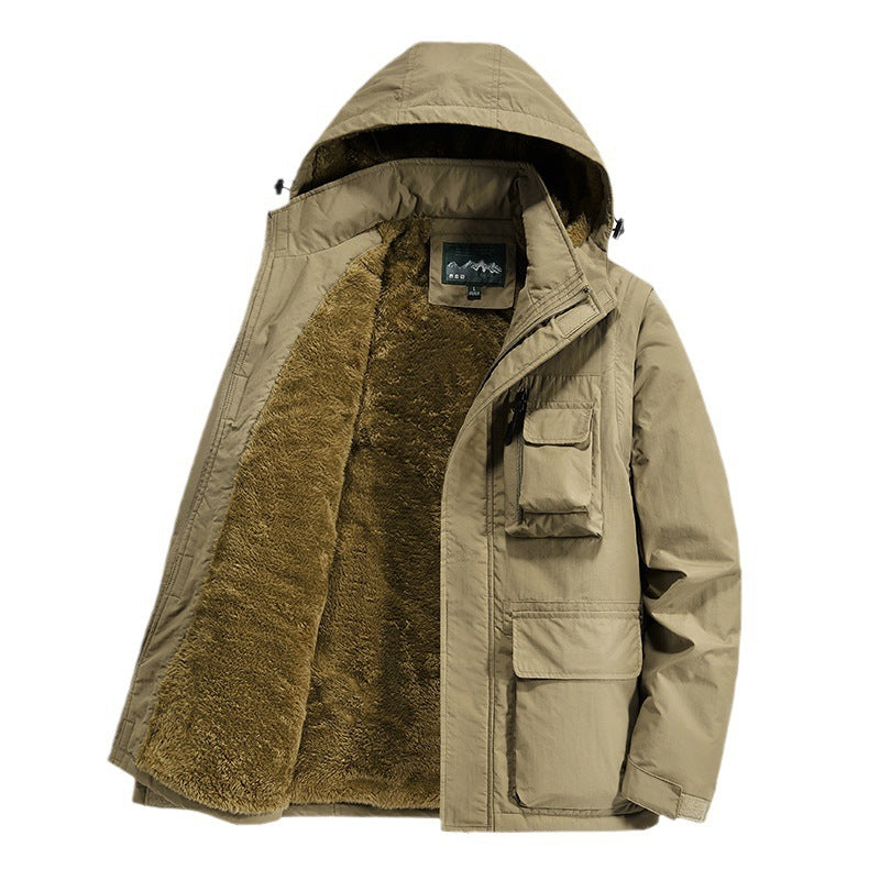 Herren Wärmender Multifunktions-Parka mit Teddyfleece-Innenfutter, Kapuze und Utility-Taschen Nord Taschen