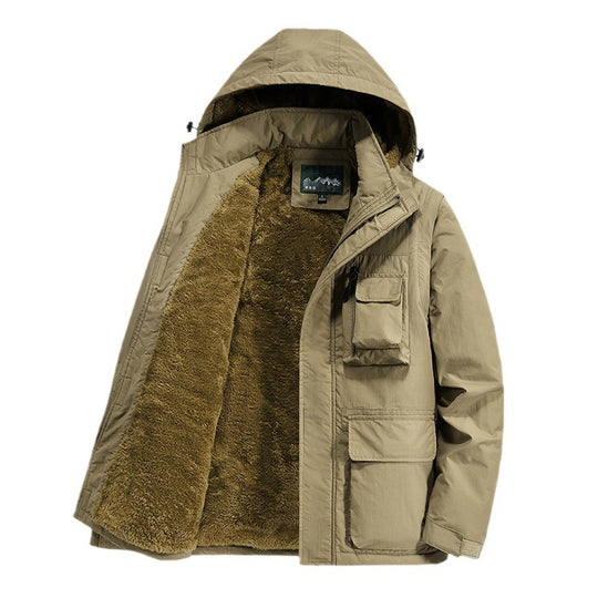 Herren Wärmender Multifunktions-Parka mit Teddyfleece-Innenfutter, Kapuze und Utility-Taschen Nord Taschen