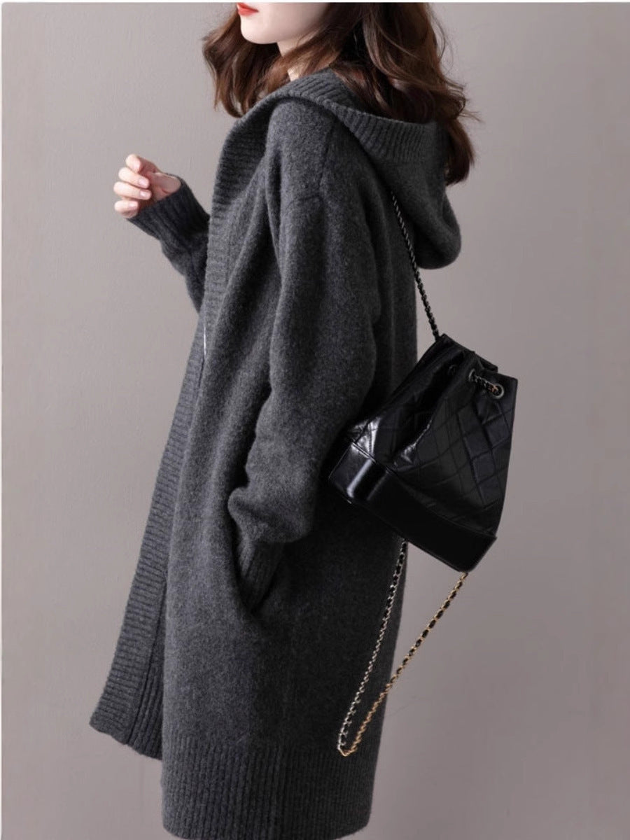 Damen Oversize Kapuzencardigan im Kaschmir‑Look mit offenem Fall und breiter Rippe Nord Taschen