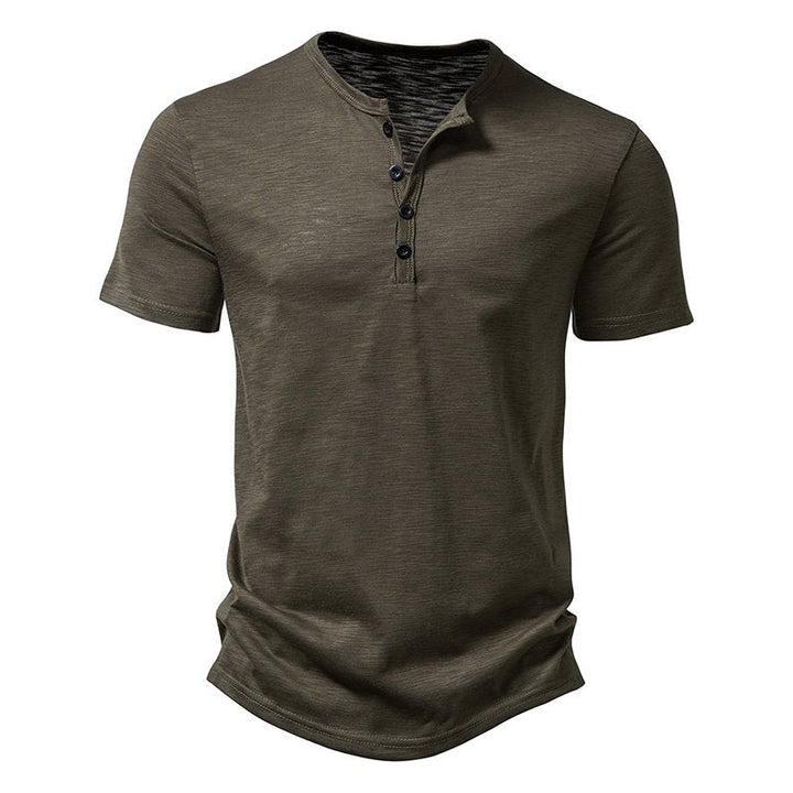 Herren Kurzarm-Henley-Shirt mit klassischem Knopfdesign