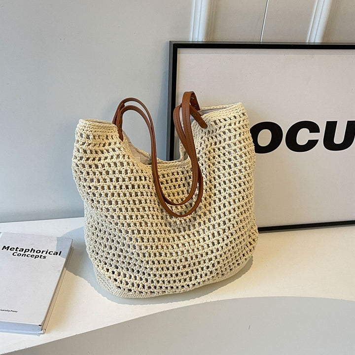 Damen Hobo-Tasche aus geflochtenem Material mit luxuriösen Ledergriffen Nord Taschen