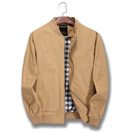 Herren leichte Canvas-Bomberjacke mit kariertem Innenfutter Nord Taschen