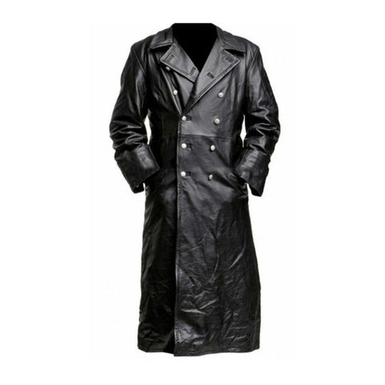 Herren Ledertrenchcoat mit doppelreihiger Knopfleiste Avellé