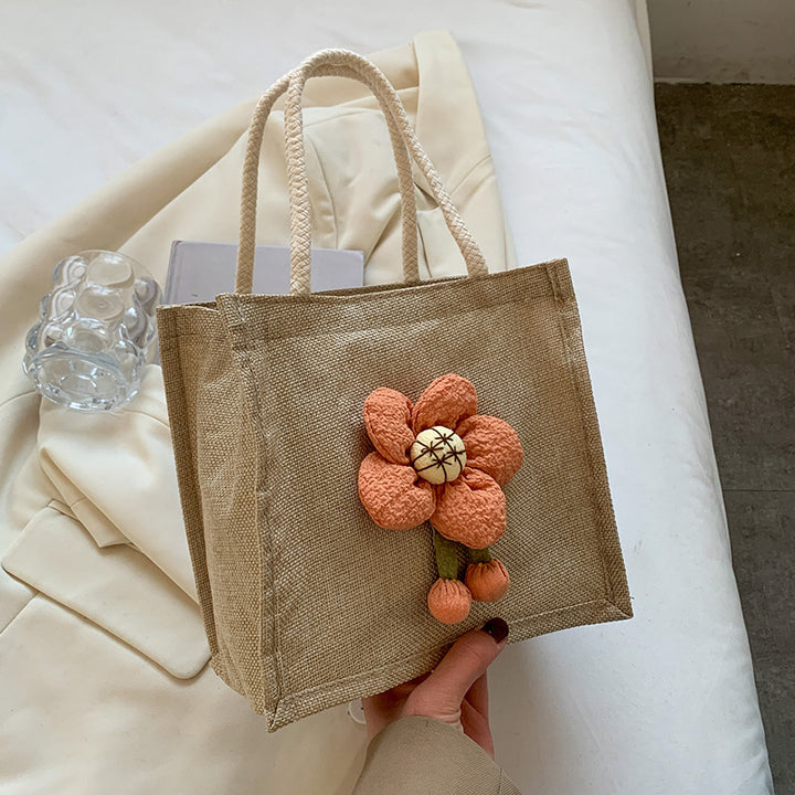 Damen Jutetasche mit floralem 3D-Design Nord Taschen