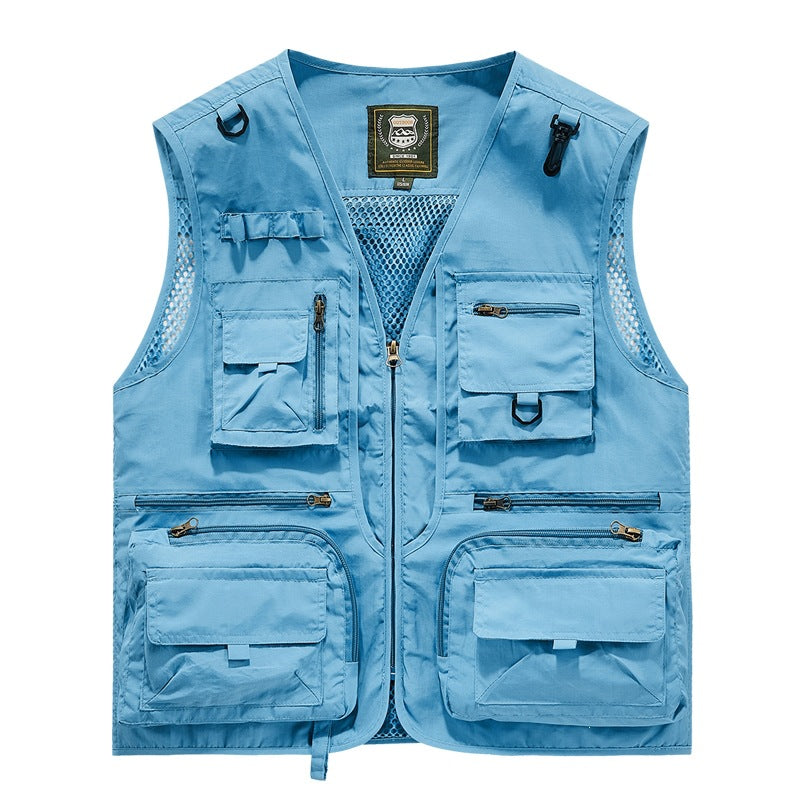 Herren leichte multifunktionale Utility-Anglerweste mit Mesh‑Futter und zahlreichen Reißverschluss‑ und Klappentaschen Nord Taschen