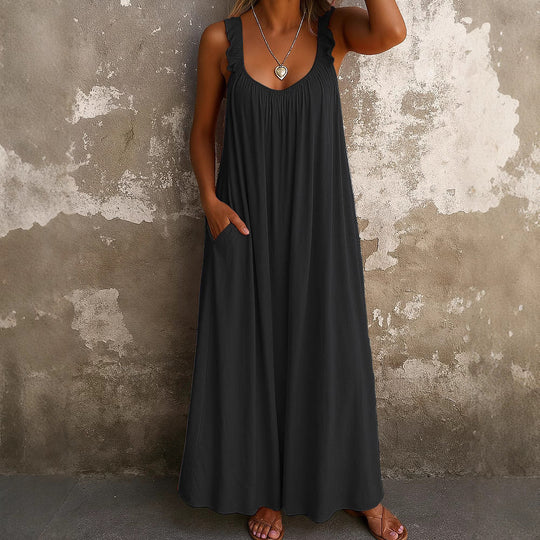 Damen Maxi-Kleid mit trägerloser Passform und luftiger Silhouette