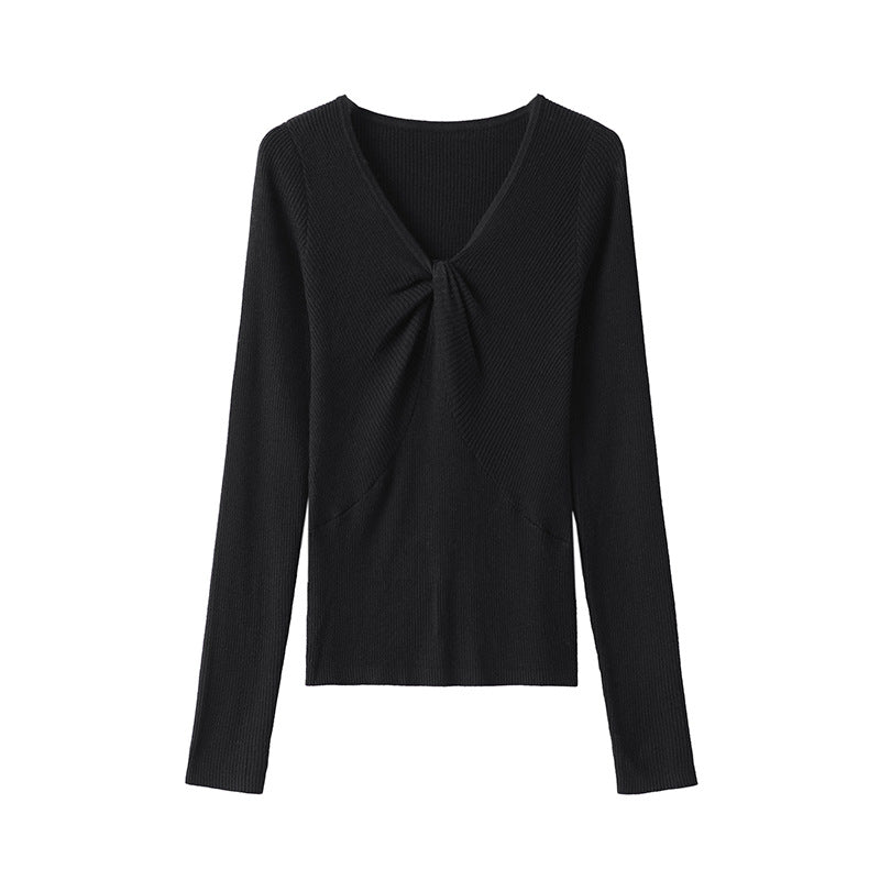 Damen Feinstrick-Top mit V-Ausschnitt, Twist-Detail und figurbetonter Passform Nord Taschen