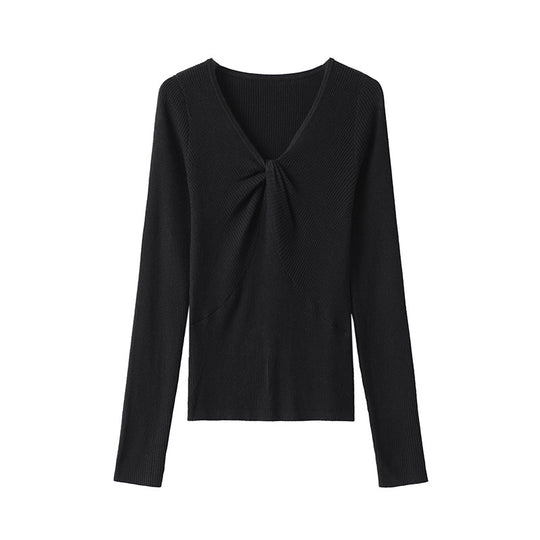 Damen Feinstrick-Top mit V-Ausschnitt, Twist-Detail und figurbetonter Passform Nord Taschen