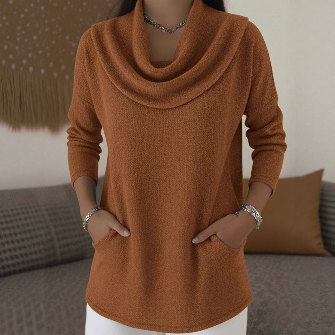 Damen Kuscheliger Feinstrick-Pullover mit Schalkragen und Eingrifftaschen Nord Taschen