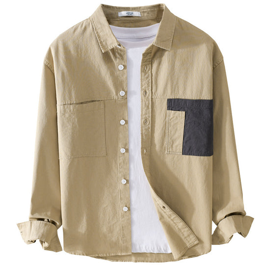 Herren Leichtes Baumwoll-Overshirt mit Kontrast-Brusttasche und Relaxed-Fit Nord Taschen