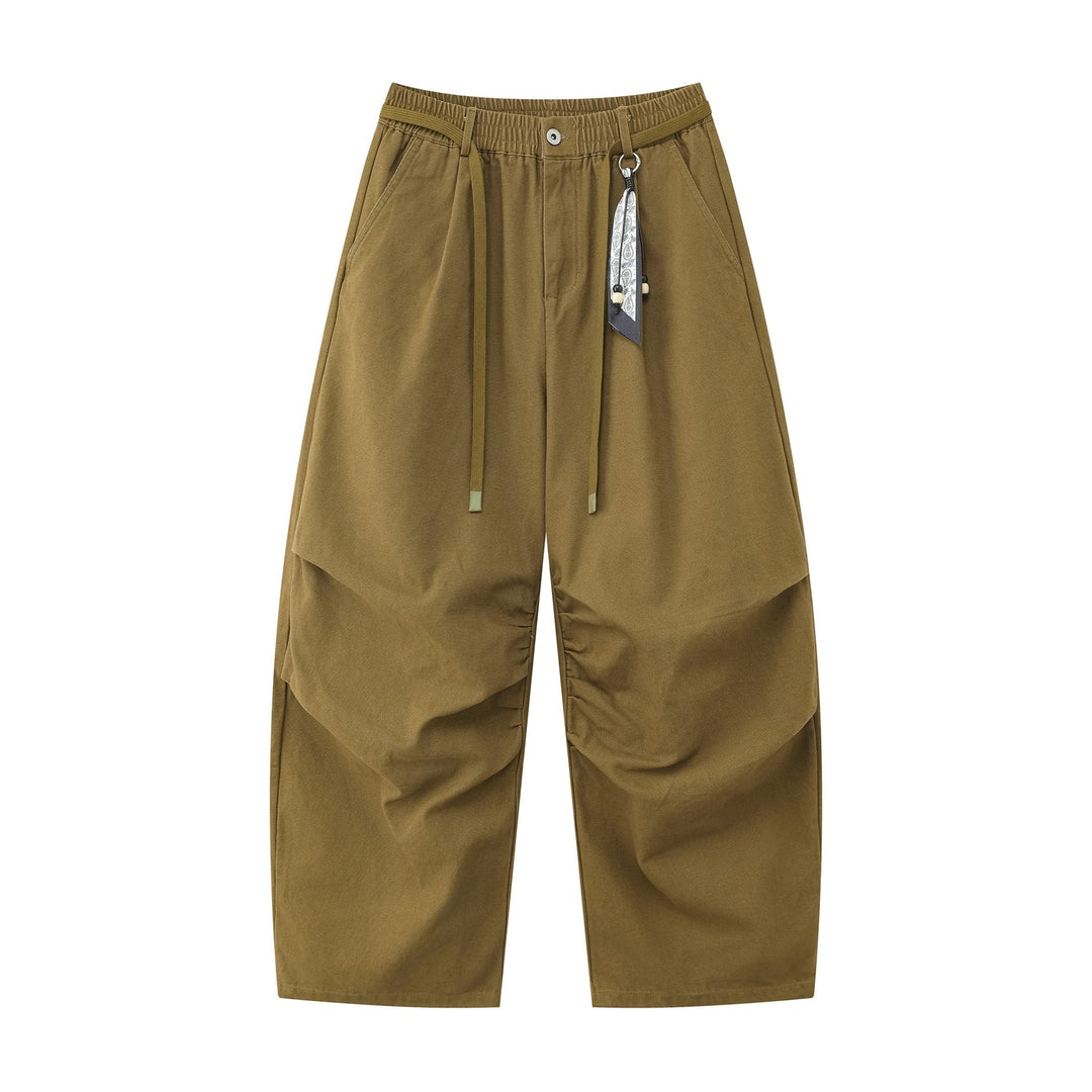 Damen Weite Culotte‑Hose mit Elastikbund, Stufenfalten und dekorativem Tuchanhänger Nord Taschen