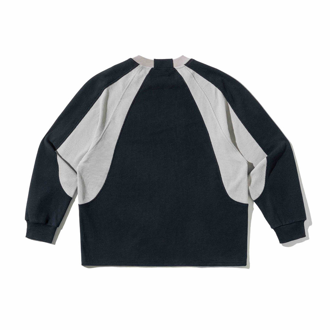 Herren Waffelstruktur-Sweatshirt mit Raglanärmeln und kontrastierenden Einsätzen Nord Taschen