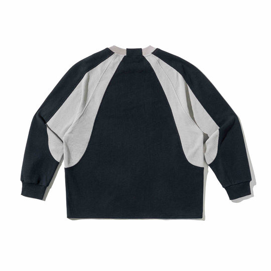 Herren Waffelstruktur-Sweatshirt mit Raglanärmeln und kontrastierenden Einsätzen Nord Taschen
