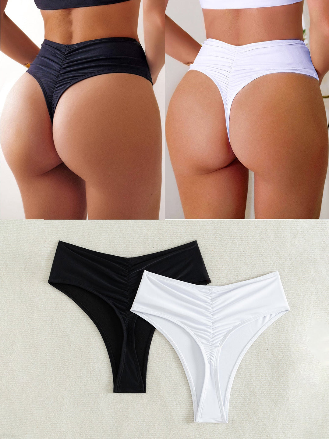 Damen Hochgeschnittener Bikini mit seitlichen BindNord Taschenändern