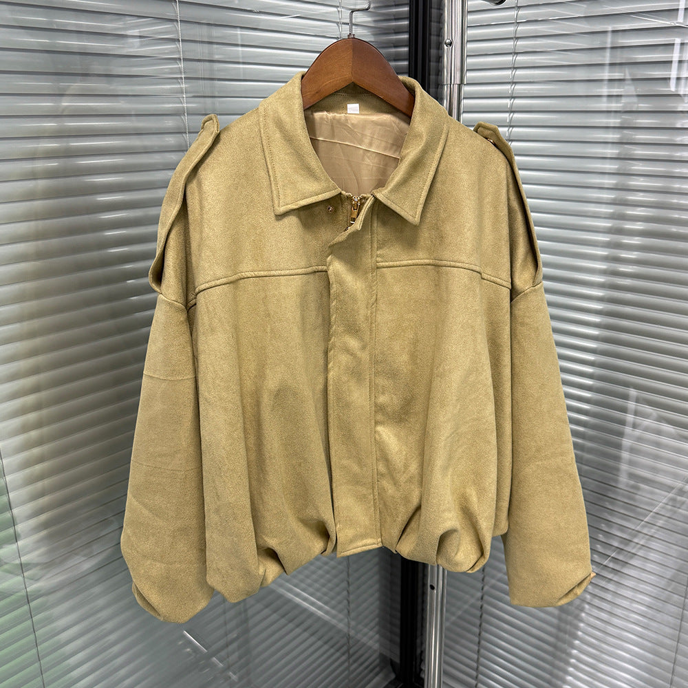 Damen Oversize-Cropped Jacke mit Balloon-Saum und Schulter-Cutouts Nord Taschen